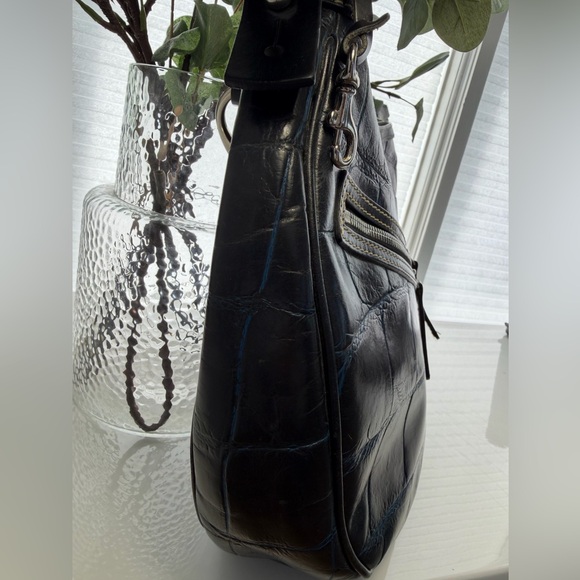 Vintage Dooney & Bourke Alto Croc Embossed Leather Zip Satchel Shoulder Bag✨ - Picture 3 of 9